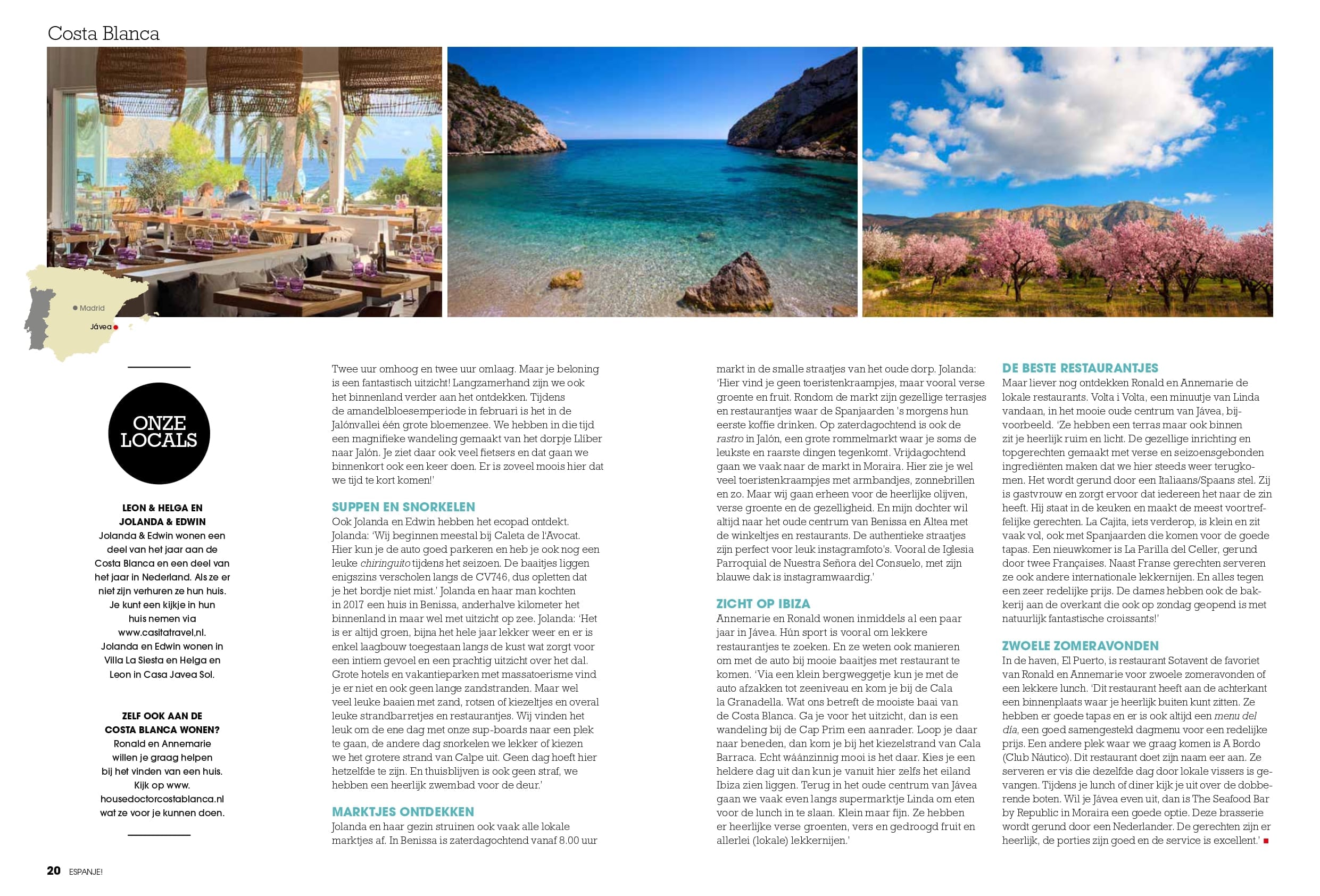 Artikel van de House Doctor Costa Blanca over Jávea in ‘ESPANJE!’ magazine