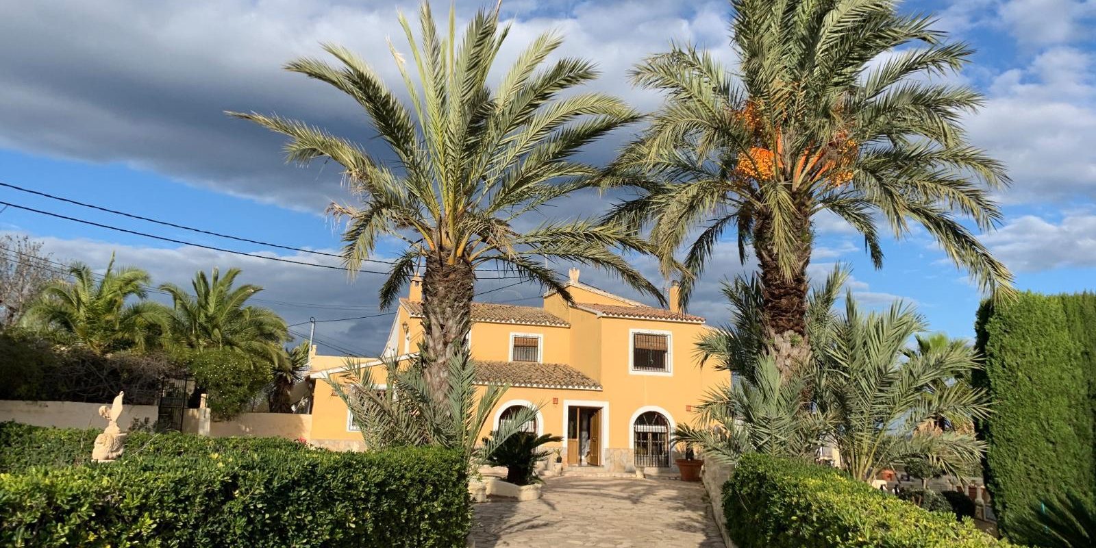 Gele finca met palmbomen huis kopen aan de Costa Blanca